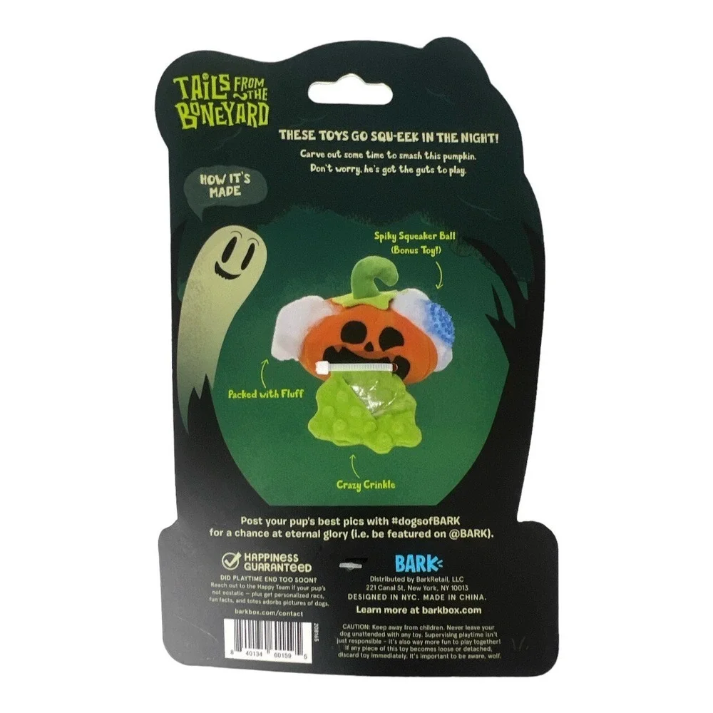 Bark Box Halloween Pumpkin Tales From The Boneyard‎ Yak-O-Lantern Dog Toy Large